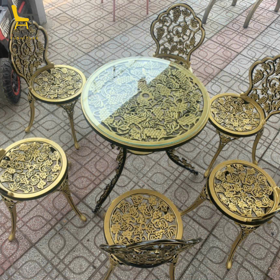 Bàn ghế nhôm đúc BT-5-Nho