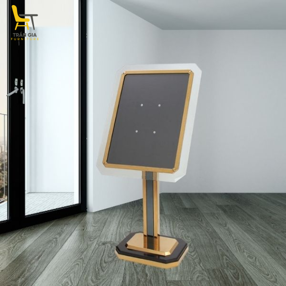 Bảng chào đón inox mạ màu đồng mặt kính