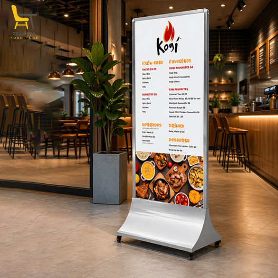 Bảng Standee di động inox trắng/ vàng/ ghi đen