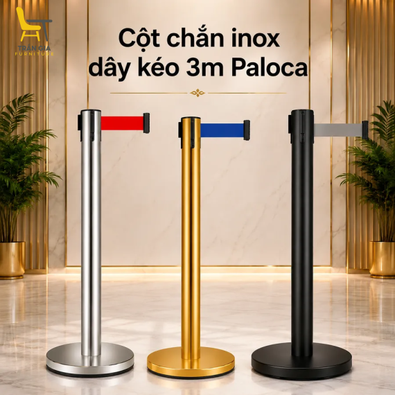 Cột chắn inox dây kéo 3m nhiều màu Paloca