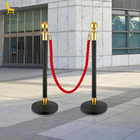 Cột chắn inox đen dây chùng - Trụ phân làn cao cấp