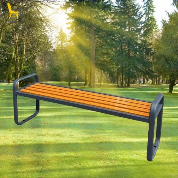 Ghế công viên nan sắt giả gỗ GCV-12