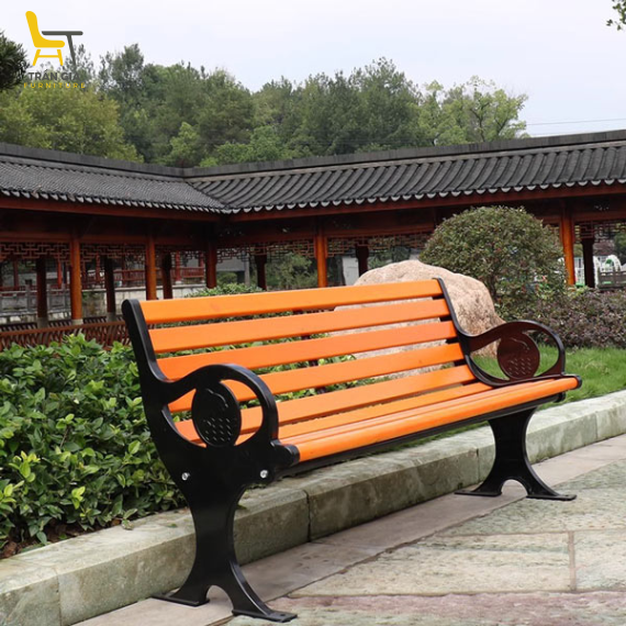 Ghế công viên nan nhựa tay vịn hình cá heo GCV-18