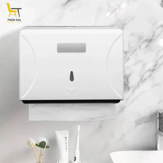 Hộp nhựa đựng giấy lau tay gắn tường màu trắng