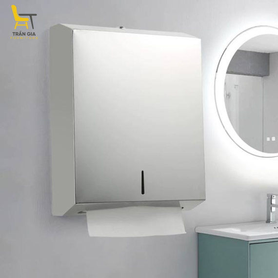 Hộp inox đựng giấy vệ sinh treo tường cỡ lớn