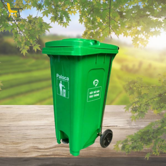 Thùng rác nhựa 120L đạp chân mở nắp thùng