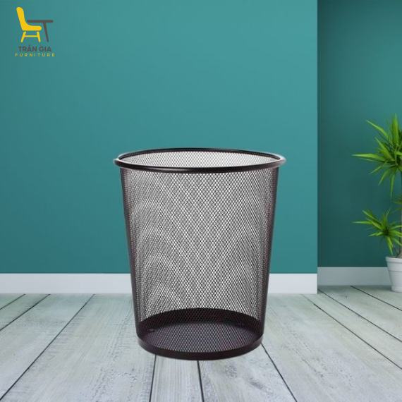 Thùng rác lưới tròn thép sơn tĩnh điện đen