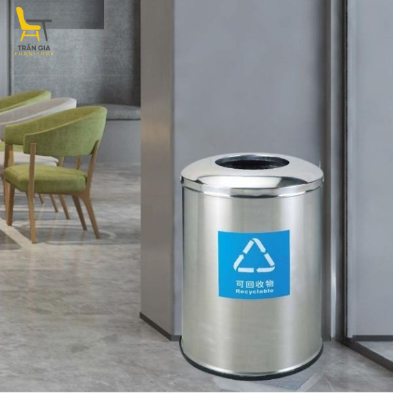 Thùng rác trung tâm thương mại inox tròn Ø60cm