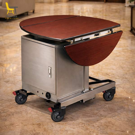 Xe đẩy phục vụ có tủ giữ nhiệt đồ ăn