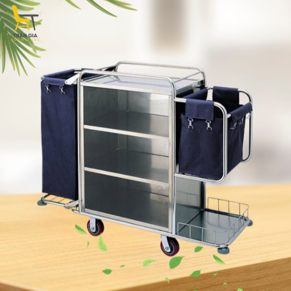 Xe đẩy đồ vải dọn buồng phòng khách sạn