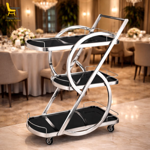 Xe phục vụ rượu nhà hàng 3 tầng hiện đại