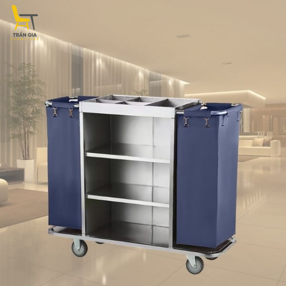 Xe dọn buồng phòng inox trong khách sạn