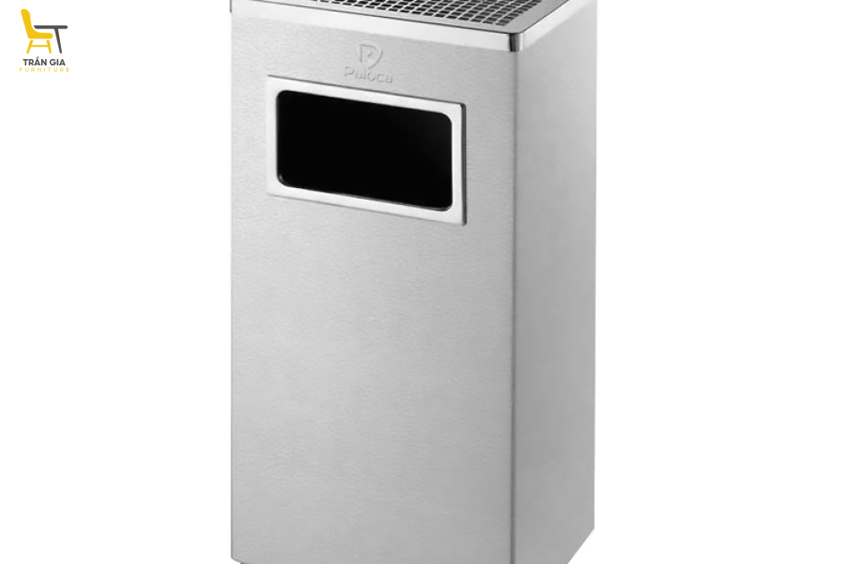 Thùng rác inox hình chữ nhật có gạt tàn