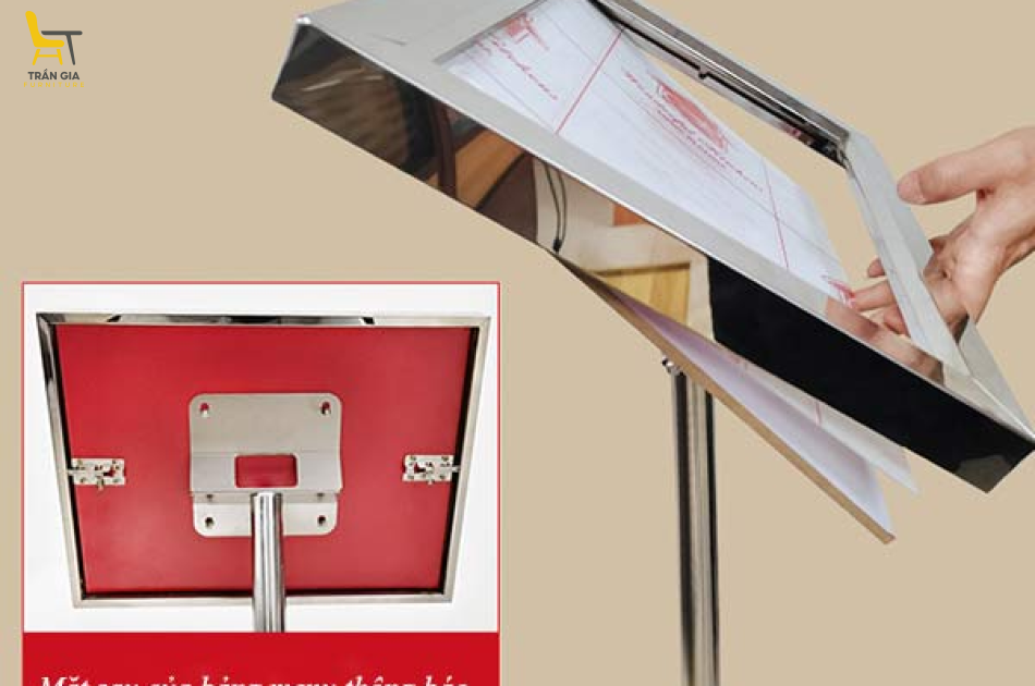Bảng thông tin inox mặt nghiêng cỡ A3, A4