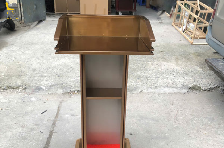 Bục phát biểu Inox mạ vàng hồng cao cấp