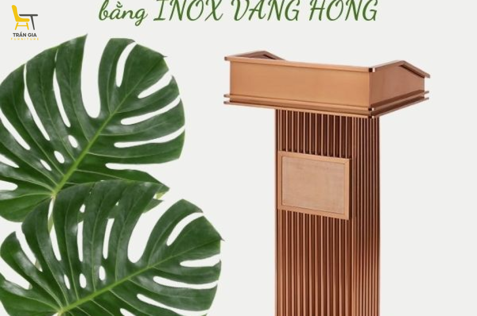 Bục phát biểu Inox mạ vàng hồng cao cấp