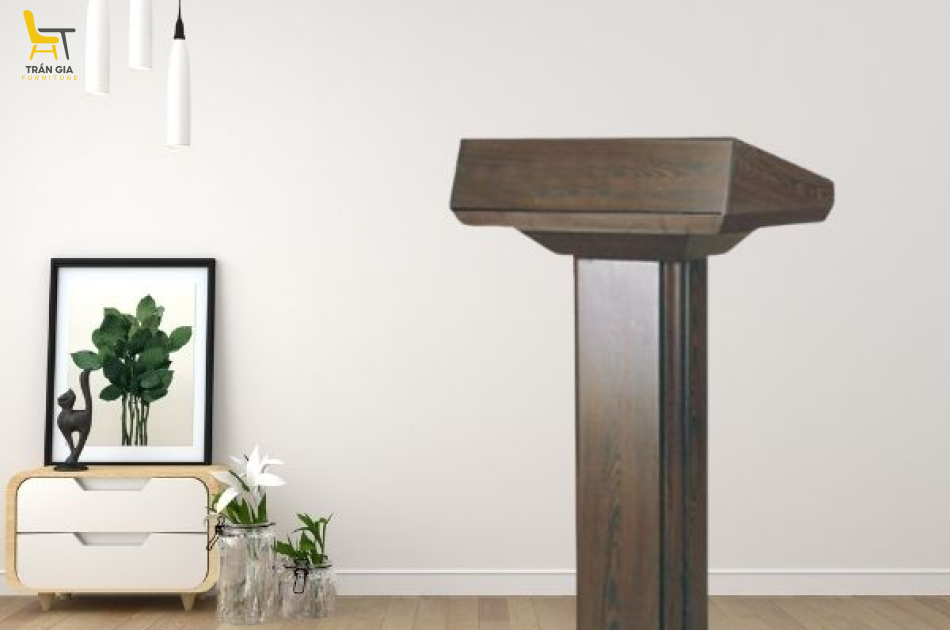 Bục phát biểu bằng gỗ công nghiệp màu nâu