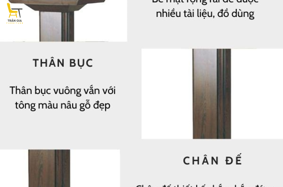 Bục phát biểu bằng gỗ công nghiệp màu nâu