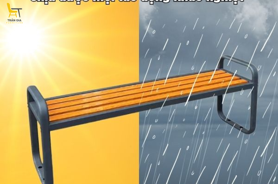 Ghế công viên nan sắt giả gỗ GCV-12