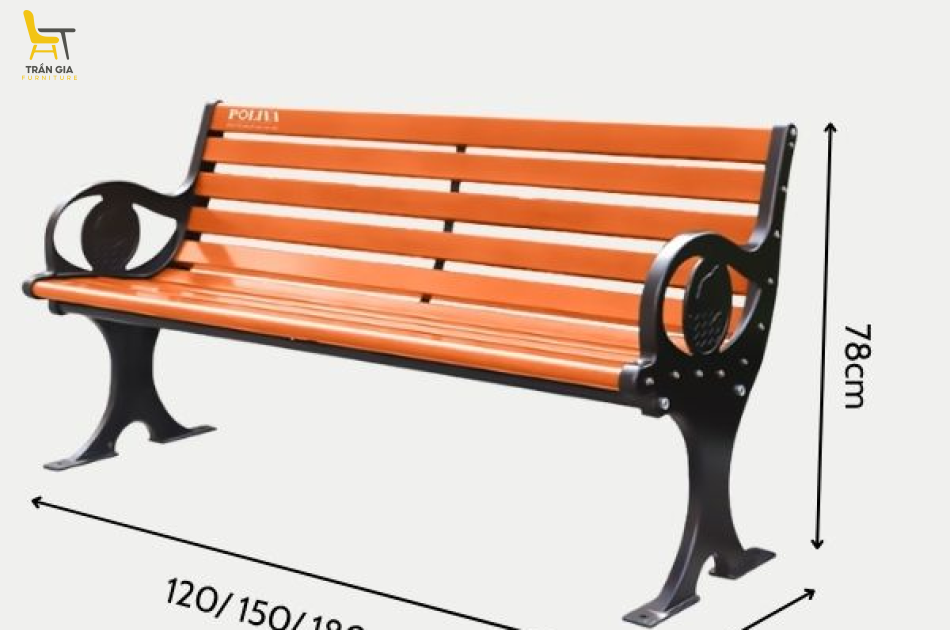 Ghế công viên nan nhựa tay vịn hình cá heo GCV-18
