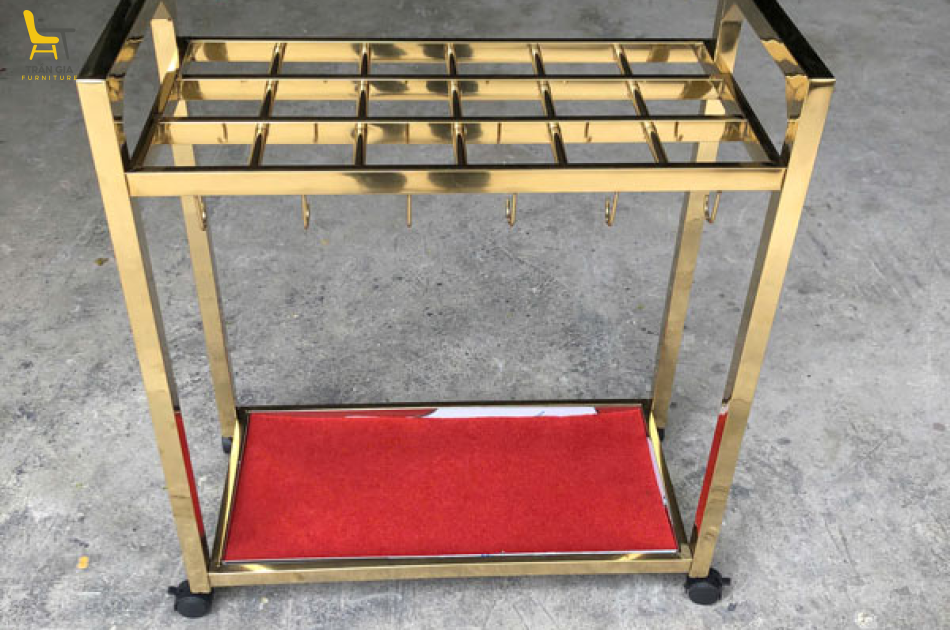 Giá để ô dù inox mạ vàng loại 18 ô hoặc 24 ô cắm