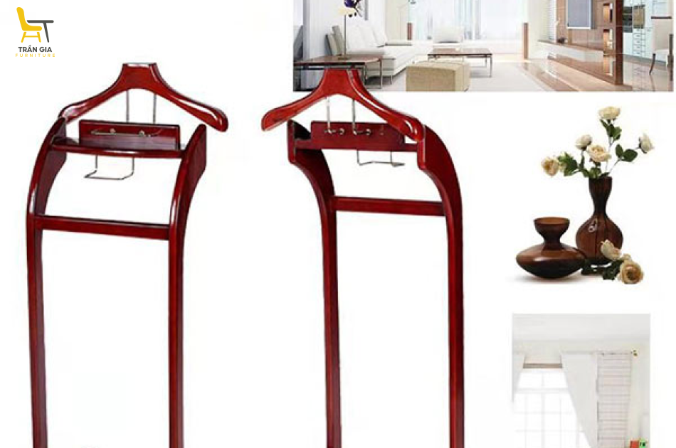 Giá treo quần áo vest, áo khoác khung gỗ