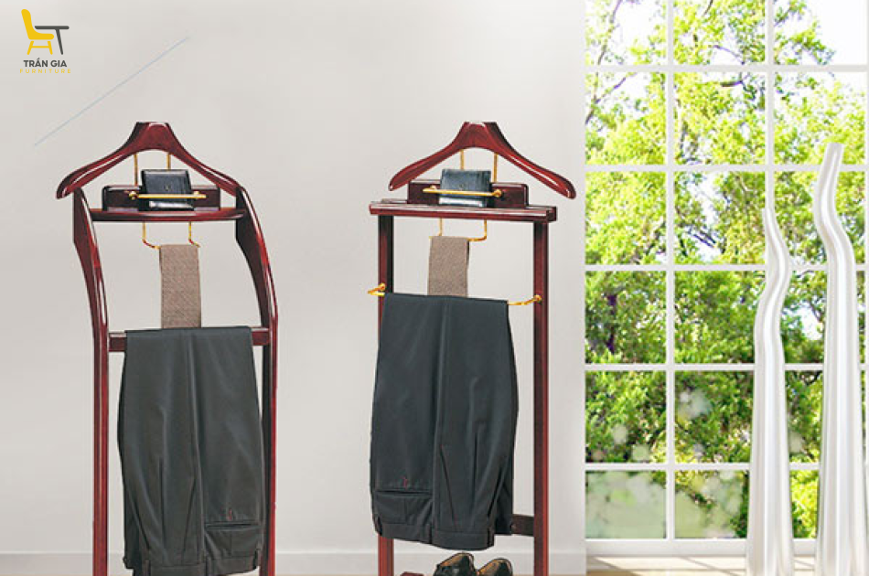Giá treo quần áo vest, áo khoác khung gỗ