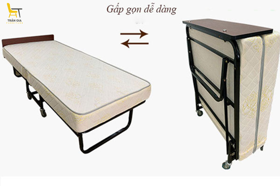 Giường gập gọn khách sạn đệm mút 15cm