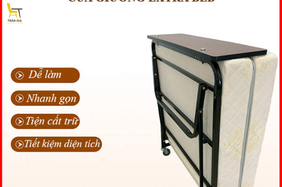 Giường gập gọn khách sạn đệm mút 15cm
