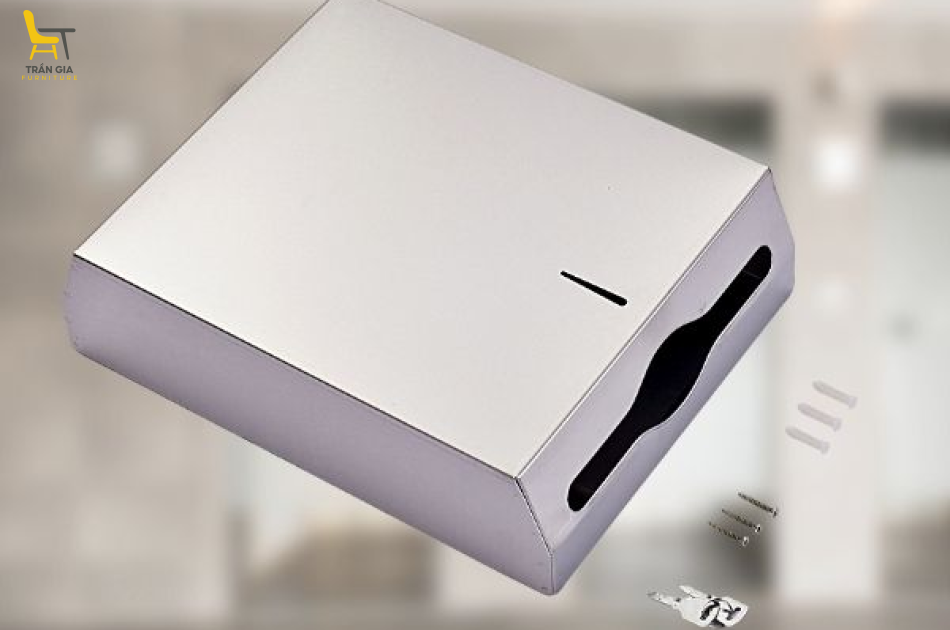 Hộp inox đựng giấy vệ sinh treo tường cỡ lớn