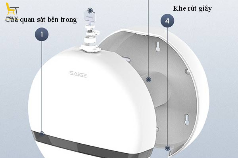 Hộp đựng giấy vệ sinh hình tròn loại treo trường