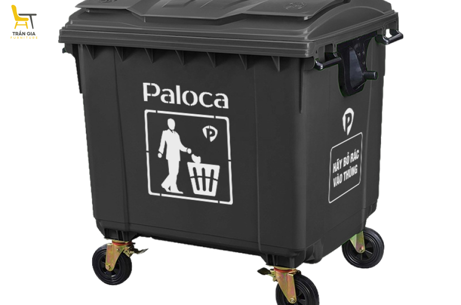Thùng rác nhựa 1100L cỡ lớn 4 bánh xe
