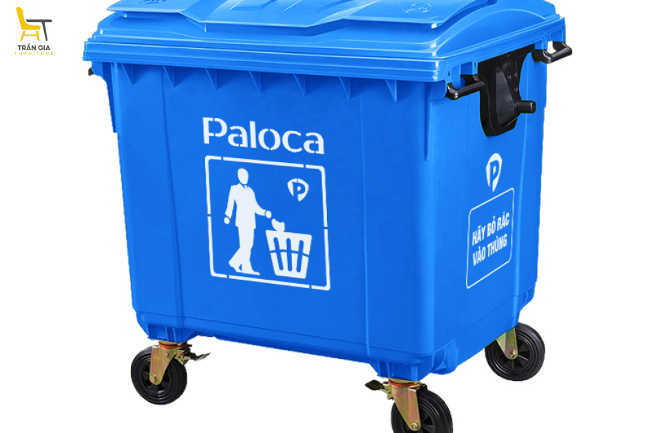 Thùng rác nhựa 1100L cỡ lớn 4 bánh xe
