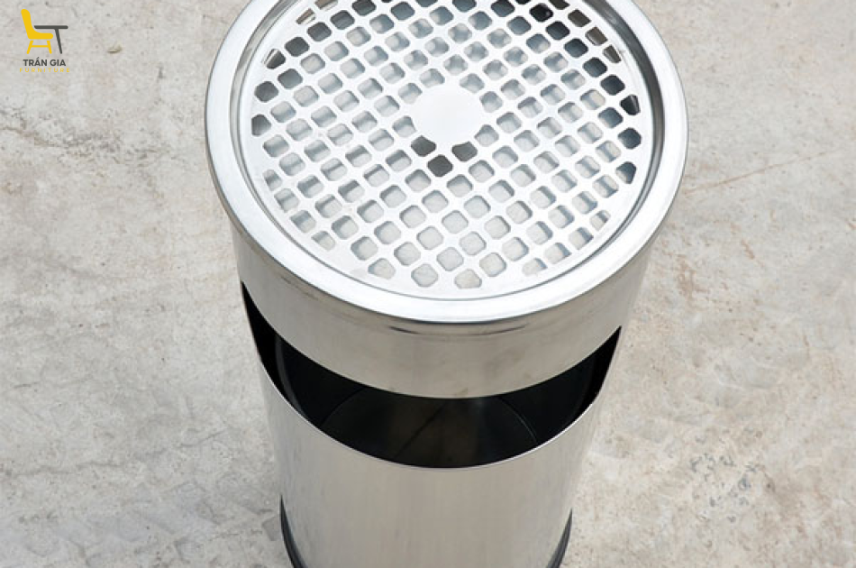 Thùng rác inox tròn có gạt tàn nhiều dung tích