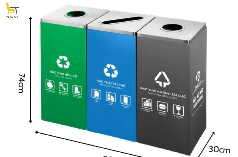 Thùng phân loại rác 3 ngăn thông minh tiện lợi