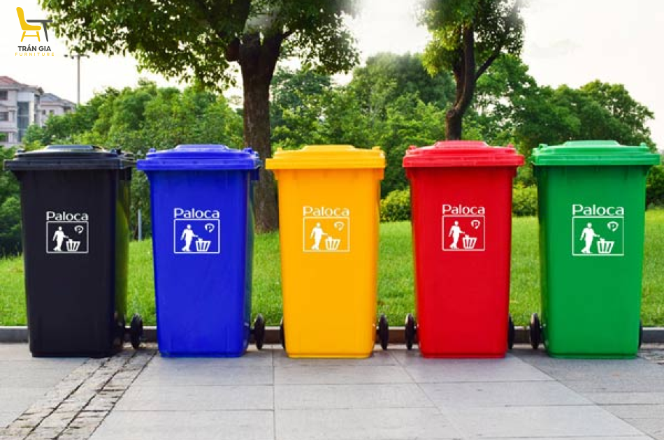 Thùng rác nhựa HDPE 240L Paloca nhiều màu