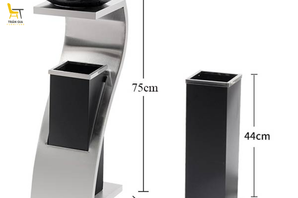 Thùng rác inox chữ Z khay thủy tinh