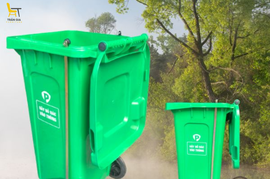 Thùng rác nhựa 120L đạp chân mở nắp thùng