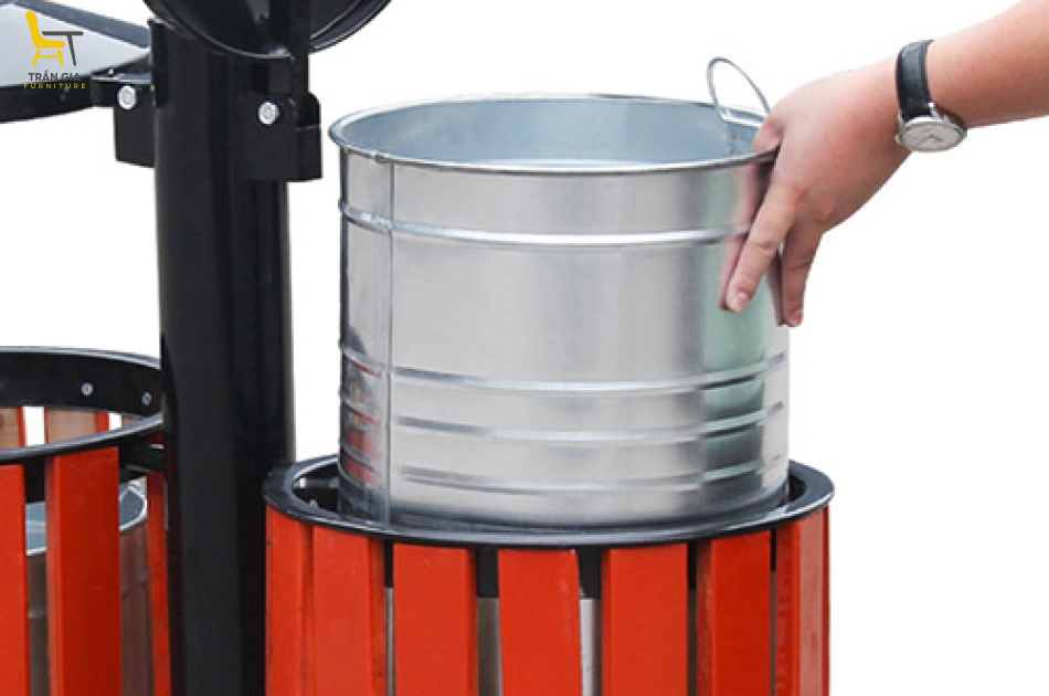 Thùng rác gỗ treo đôi loại có gạt tàn thuốc