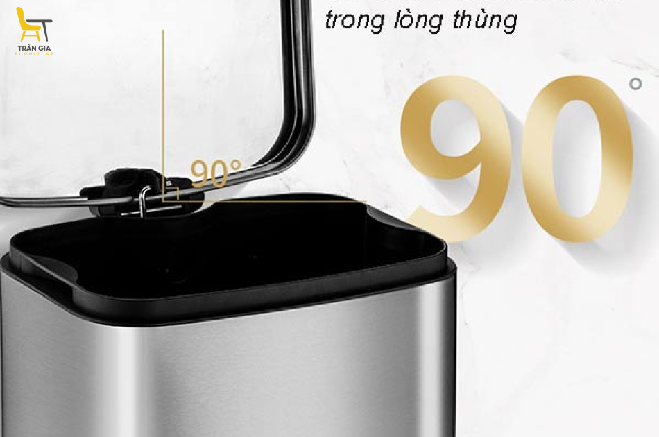 Thùng rác inox vuông đạp chân màu trắng