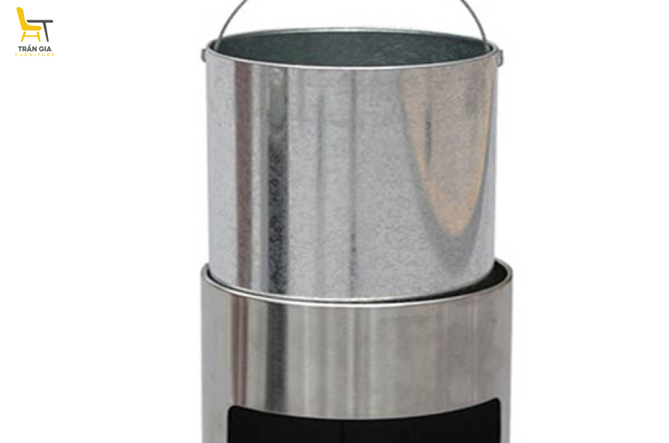 Thùng rác Inox tròn có gạt tàn Ø38cm Paloca
