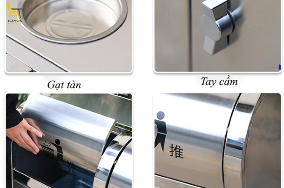 Thùng đựng rác inox 4 ngăn cửa đẩy loại tốt