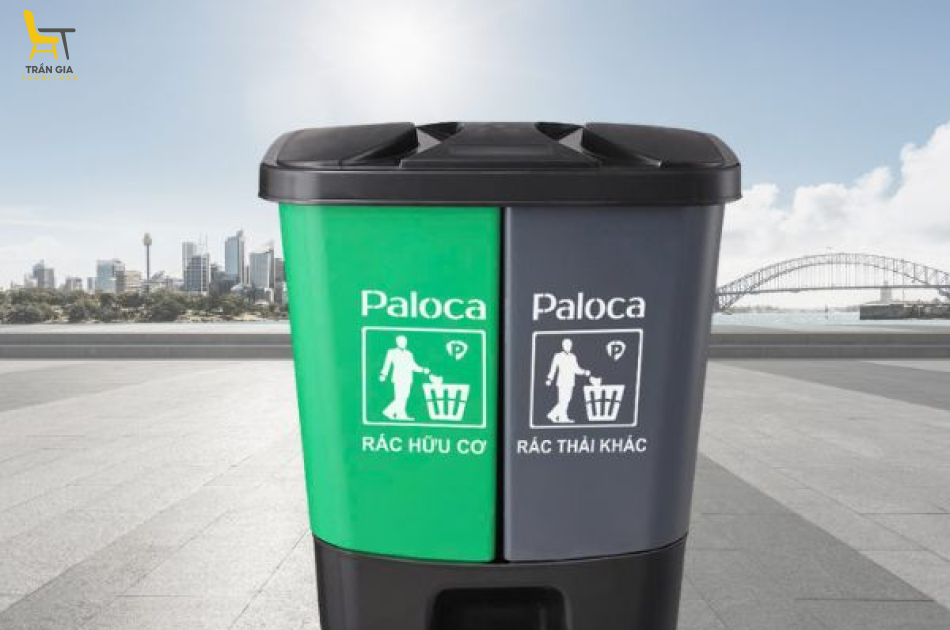 Thùng rác nhựa 60L 2 ngăn loại đạp chân