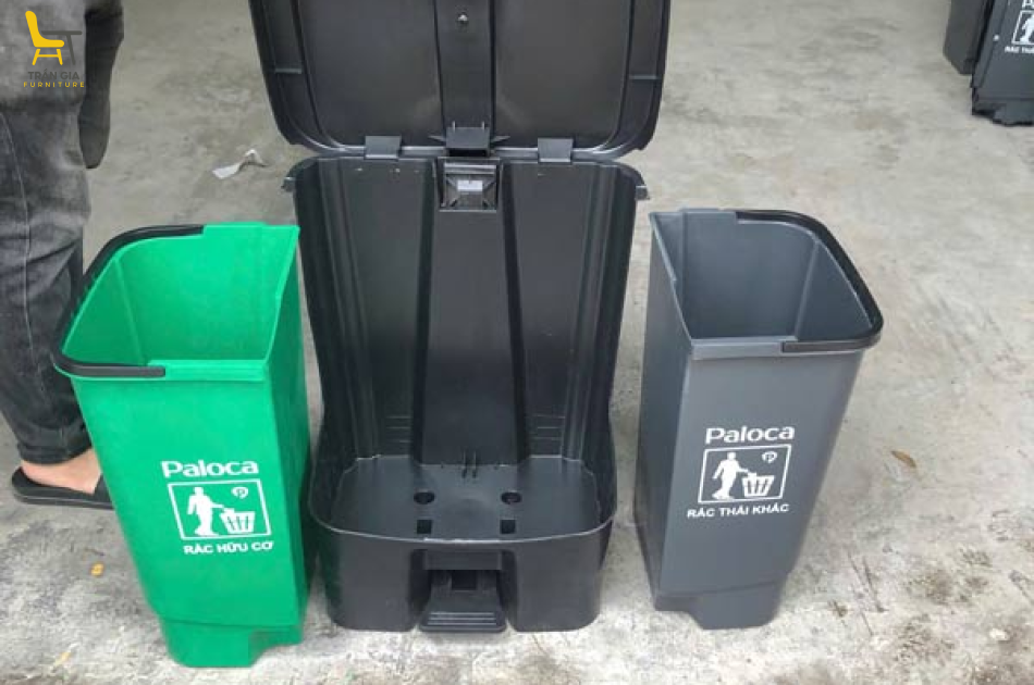 Thùng rác nhựa 60L 2 ngăn loại đạp chân