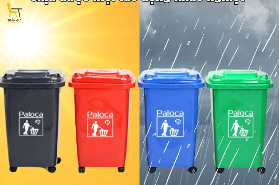 Thùng rác nhựa HDPE 60 lít Paloca nhiều màu