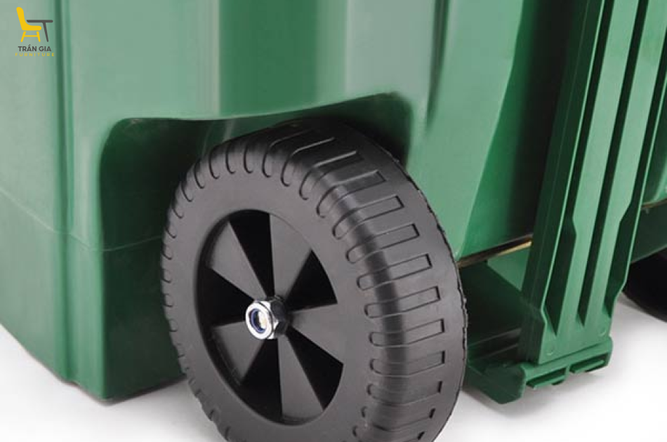 Thùng rác nhựa HDPE 70L đạp chân màu xanh