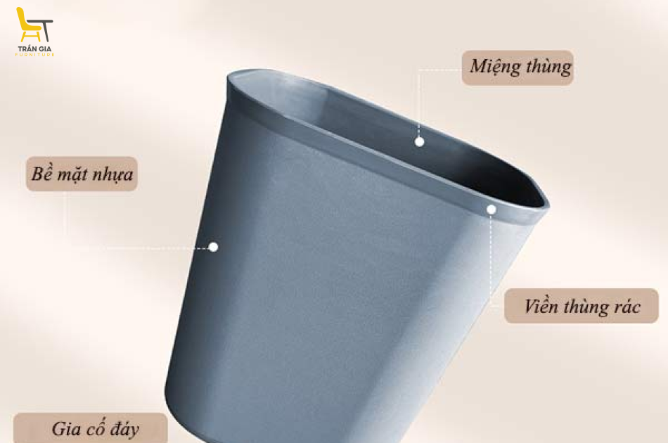 Sọt rác nhựa chống cháy 8L/12L màu ghi