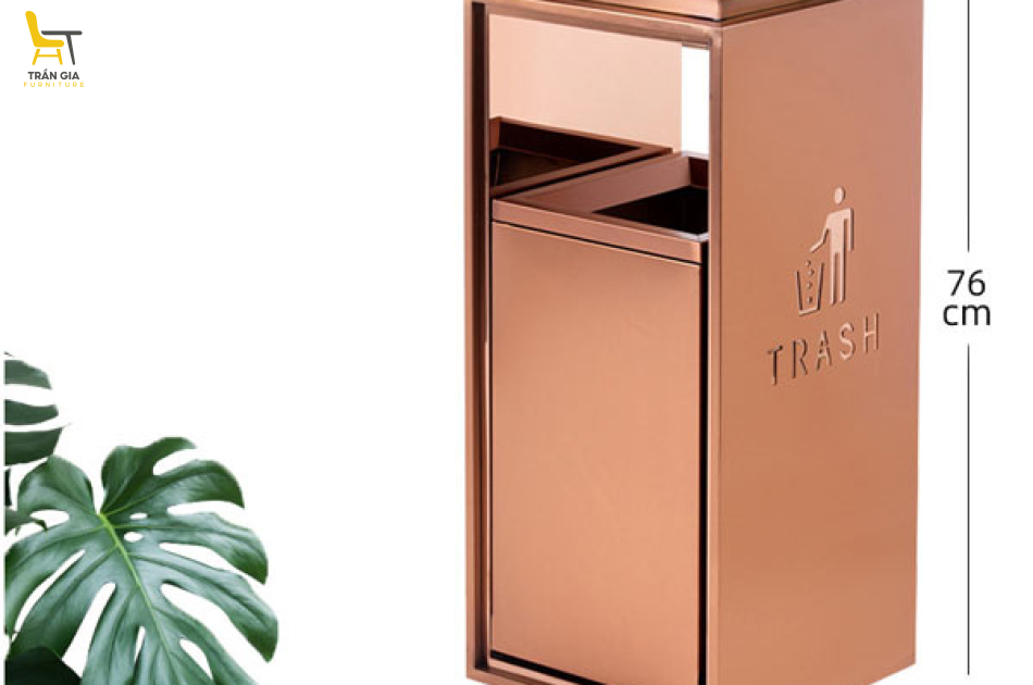 Thùng rác sảnh inox trụ vuông cao cấp