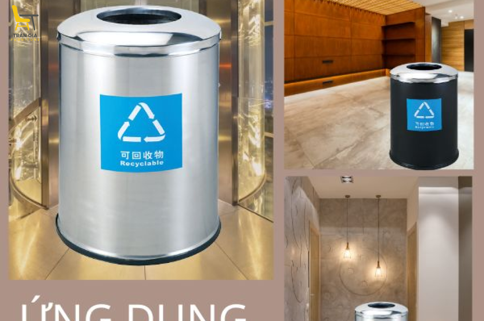 Thùng rác trung tâm thương mại inox tròn Ø60cm