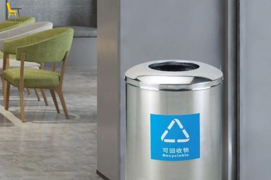 Thùng rác trung tâm thương mại inox tròn Ø60cm